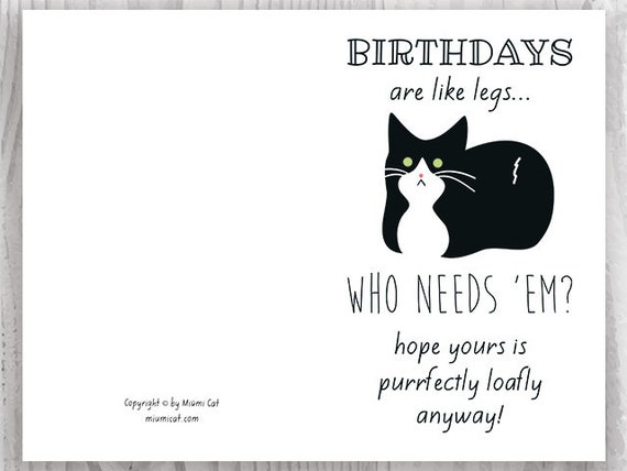 Funny Birthday Cards Tuxedo Cat Birthday Printable Cards - Etsy Denmark