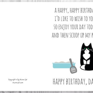 Printable Funny Birthday Cards, Black and White Cat Cards, Cat Dad ...