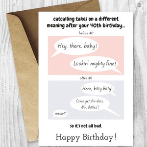 40th Birthday Cards, Printable Birthday Cards, Crazy Cat Lady 40 Birthday Cards, Getting Old Card for Her, Funny Cat Birthday Cards for Her