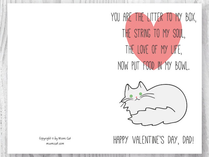 Funny Printable Valentine, Valentine's Day Dad Card, Cat Dads ...