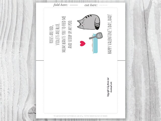 DIY for Him Valentines Card Printable for Dad UK Funny Cat | Etsy