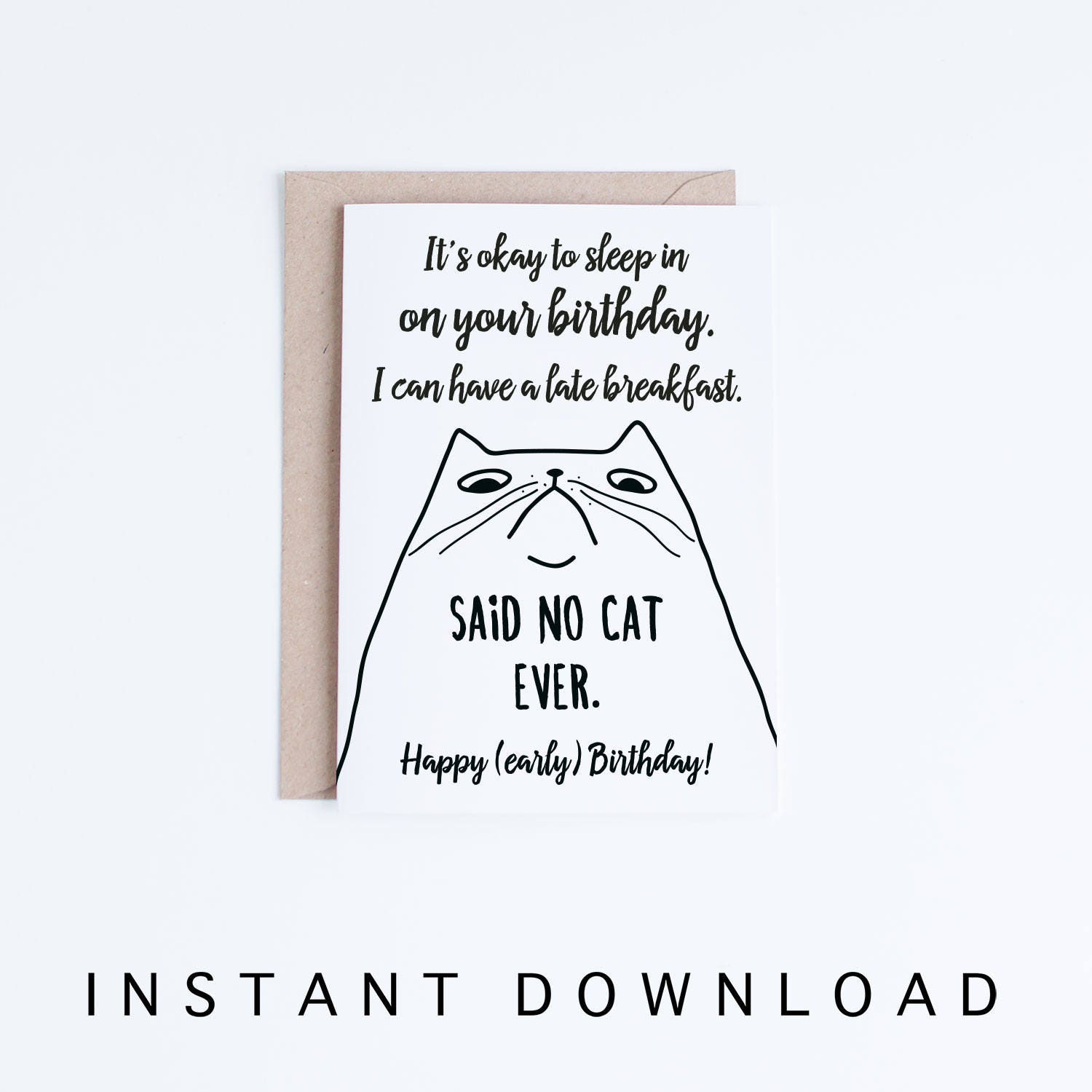 funny cat birthday cards instant download printable