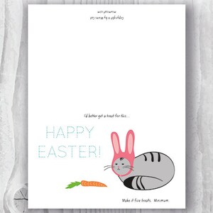 Easter Card Printable, Printable Easter Card, Funny Easter Cat Bunny Card, DIY Cat Card, Easter Bunny Cat Card Instant Download image 2