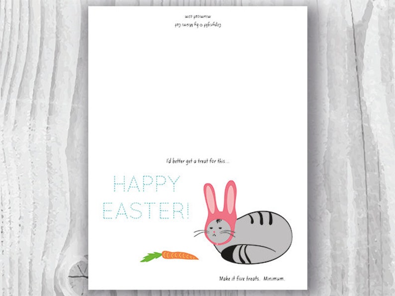 Easter Card Printable, Printable Easter Card, Funny Easter Cat Bunny Card, DIY Cat Card, Easter Bunny Cat Card Instant Download image 2