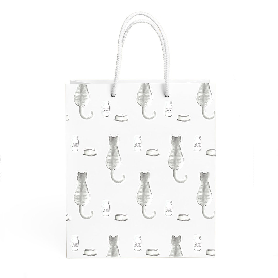 Cat and Milk All Over Pattern Gift Bag Etsy