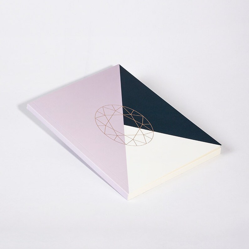 Modern Notebook Violet Diamond Oval Cut with Gold Foil Hadron Epoch Stationery image 1