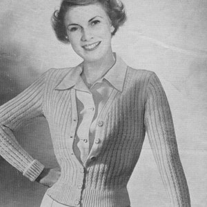 Lady's Cardigan Vintage 1940's  Knitting Pattern 34" chest in 4 ply Bestway 2127 pdf download