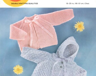Baby Coats Cardigan Knitting Pattern 18 - 20" Vintage 1980's in Double Knitting Lee Target 9197 pdf Download