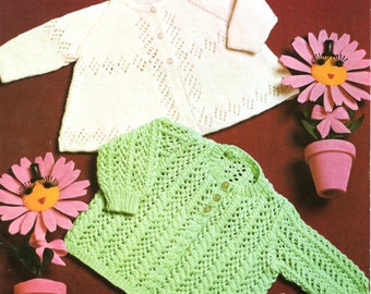 Baby Coats Cardigan Knitting Pattern Vintage 1970's in Quickerknit Patons 6274 pdf Download