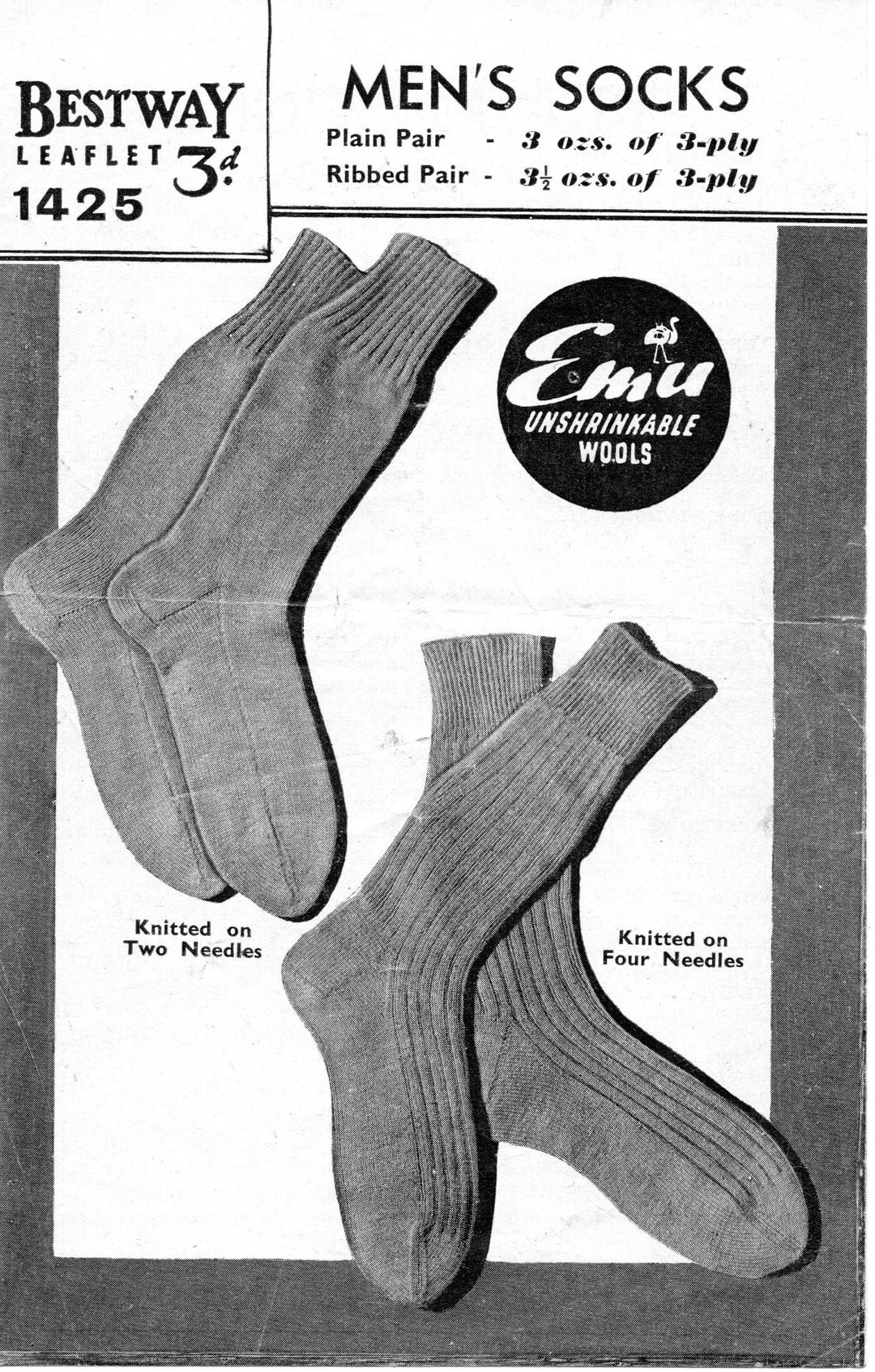 Vintage 1940's Knitting Pattern Mens Socks in 3 Ply on 2 - Etsy UK