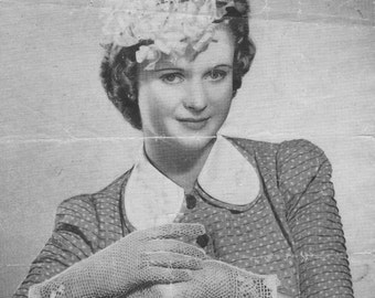 Patrón de crochet vintage de los años 40 Bonitos guantes de encaje Bestway 757 pdf Descargar