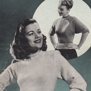 Vintage 1940&#39;s  Knitting Pattern Ladies 2 Dolman Jumpers in 3 ply Bestway 2074 pdf download