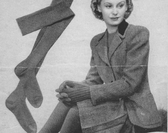 Vintage 1940's Stockings & Gloves Knitting Pattern in 3 ply Bestway 827 pdf Download