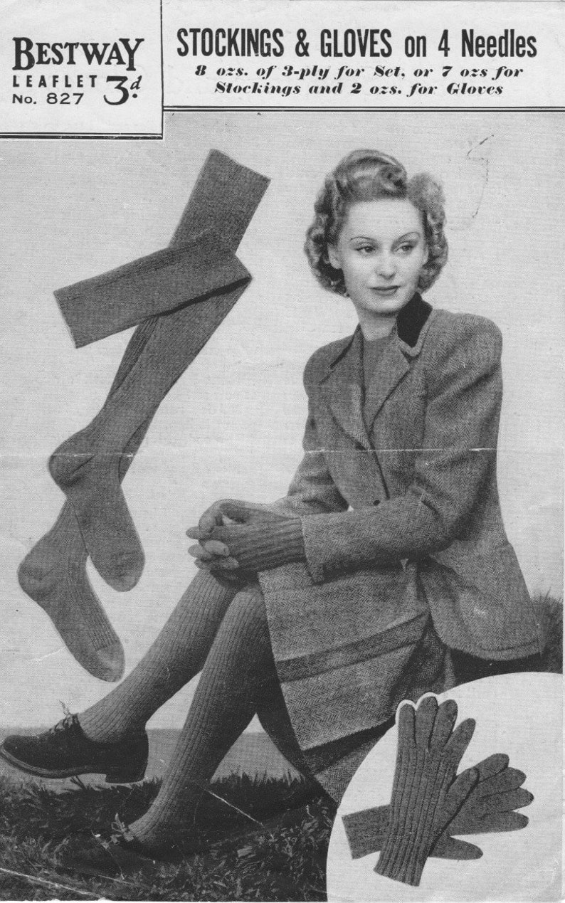 Vintage 1940's Stockings & Gloves Knitting Pattern in 3 Etsy