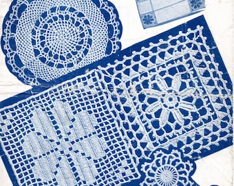 Paño de té o café circular de crochet vintage de los años 40, de aproximadamente 20 pulgadas cuadradas, Bestway 1909, descarga en PDF