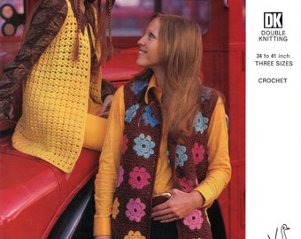 Vintage Crochet Pattern Ladies Sleeveless Vest Waistcoat 39 - 41" 1970's Double knittingEmu 2941 pdf download