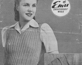 Patrón de tejido vintage de los años 40 para camisones de mujer (2 estilos) en 3 capas Bestway 1408 pdf Descargar