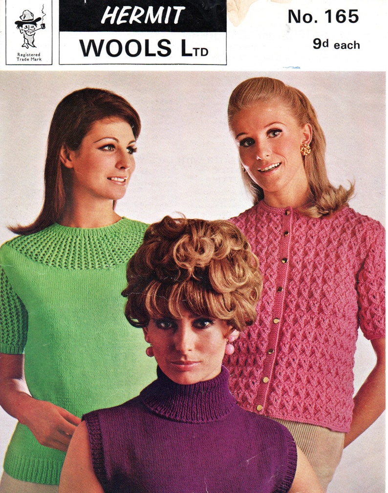 Vintage Knitting Pattern Ladies 2 Jumpers and Cardigan 34 - 40