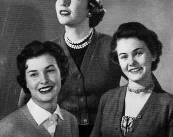 Vintage 1950's Knitting Pattern Magyar Cardigan in double knitting sizes 30, 32 and 34"  Weldons A1215 pdf Download