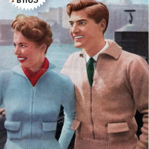 Può includere: Un modello di maglia vintage per una giacca da boscaiolo a doppia maglia. Il modello è di Weldons Knitwear ed è per le taglie 34-36 pollici di busto o 39-41 pollici di petto. Il modello richiede 14 o 20 once di filato.