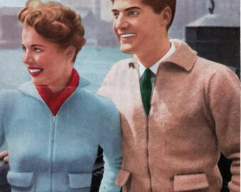 Chaquetas de leñador con cremallera para hombre Patrón de tejido vintage Tejido doble para mujer Weldons B1163 Descarga en PDF