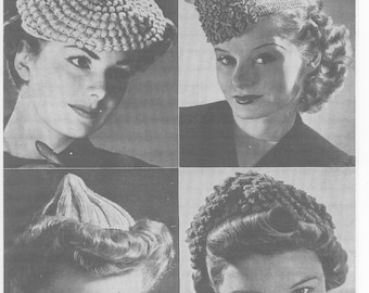 Vintage Knitting & Crochet Pattern 4 charming Caps / Hats Bestway 1150 pdf download