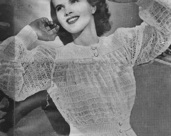Patrón de tejido de punto vintage de los años 40 para chaqueta de cama de mujer, 34 a 36 pulgadas, 3 capas, Bestway 21265, descarga en PDF