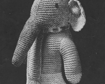 Patrón de tejido vintage de los años 40 para el elefante de juguete JOLLY JUMBO de 4 capas Bestway 821 en formato PDF Descargar