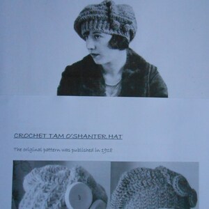 Puede incluir: Un patrón de crochet vintage para un gorro Tam O'Shanter. El patrón original se publicó en 1918. El gorro tiene una forma encantadora con un pliegue inusual en el lateral.