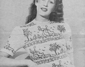 Patrón de tejido vintage de los años 40 Fairisle Dresden Shepherdess Fair Isle en 3 capas Bestway 1994 pdf Descargar