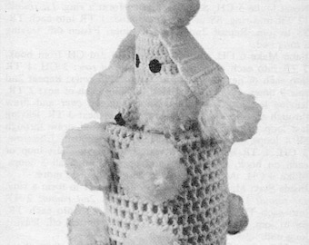 Poodle Toilet Roll Cover Vintage 1970's Crochet pattern in odds and ends of double knitting wool pdf Download