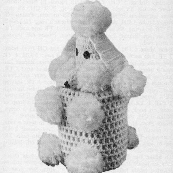 Poodle Toilet Roll Cover Vintage 1970's Crochet pattern in odds and ends of double knitting wool pdf Download