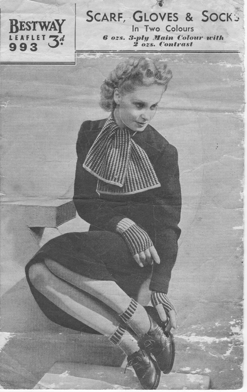 Wartime Vintage Knitting Pattern Scarf Gloves & Socks ...