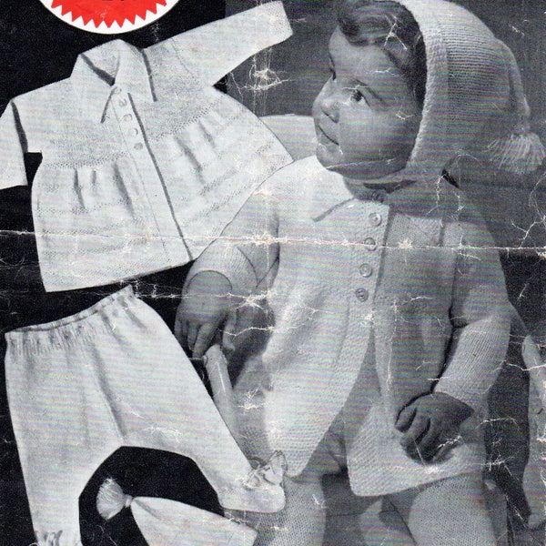 Vintage 1950's Baby 3 Ply Pram Set Coat hat Leggings 6 - 12 months Weldons A1201 pdf Download