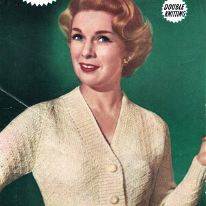 1950's Vintage Knitting Pattern Cardigan 34- 36" in Double Knitting Weldons B1384 pdf download
