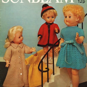 Knitted Dolls Clothes Patterns for 16 - 22 inch dolls  DK & 4 ply Sunbeam 153  PDF Pattern Download