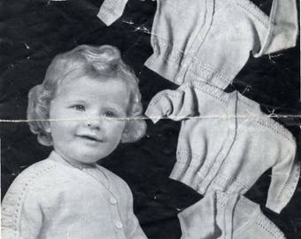Vintage 1940's Knitting Pattern Magyar sleeve Cardigan for 3 months to 2 years years old  in 3 ply Weldons A1017 pdf Download