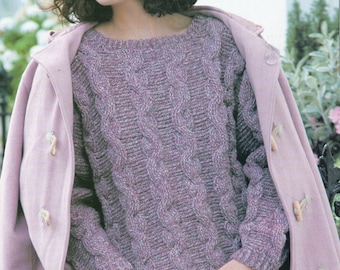 Suéter tipo jersey de ganchillo estilo Aran 34 - 38" pecho 1980 Patrón de ganchillo doble tejido pdf Descargar