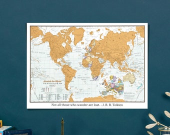 Carte du monde Scratch the World® - édition de voyage - cadeau de voyage - format A3 42cm (largeur) x 29,7 cm (hauteur)