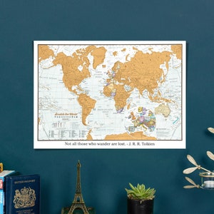 Personalised Scratch the World® travel edition map print - home, gift for him, gift for her, scratch off, world map, travel gift, gift