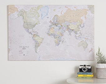 Animal Kids Nursery World Maps Flags TREBLE CANVAS WALL ART Picture Print