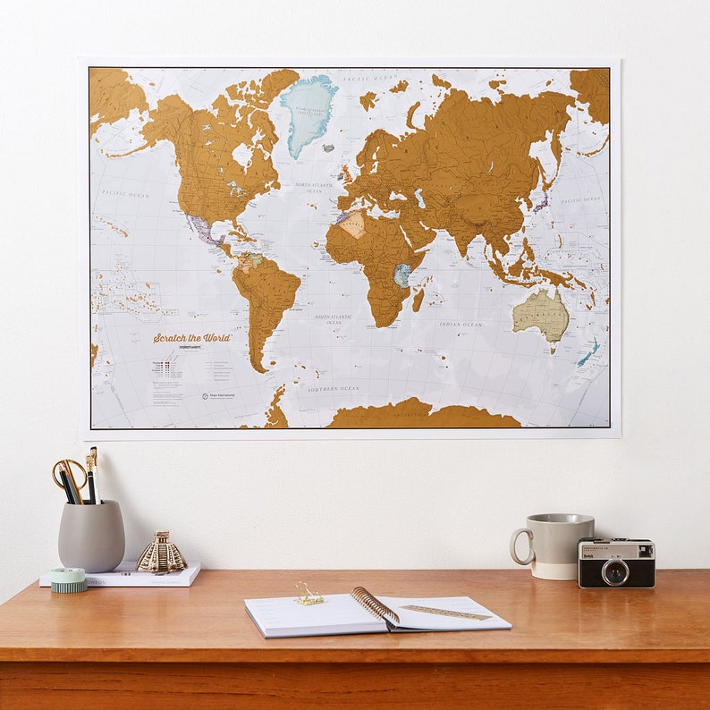 Personalised Scratch the World® travel edition map print home, gift for him, gift for her, scratch off, world map, travel gift, gift image 8