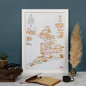 English Heritage Sites Scratch Off Print - regalo, regalo per lui, regalo per lei, siti del patrimonio, dimore storiche, siti romani, siti storici,
