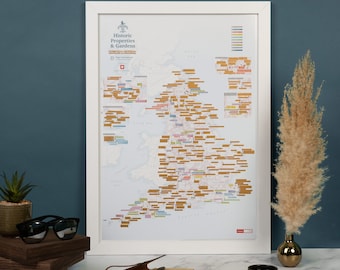 English Heritage Sites Scratch Off Print - regalo, regalo para él, regalo para ella, sitios patrimoniales, casas históricas, sitios romanos, sitios históricos,