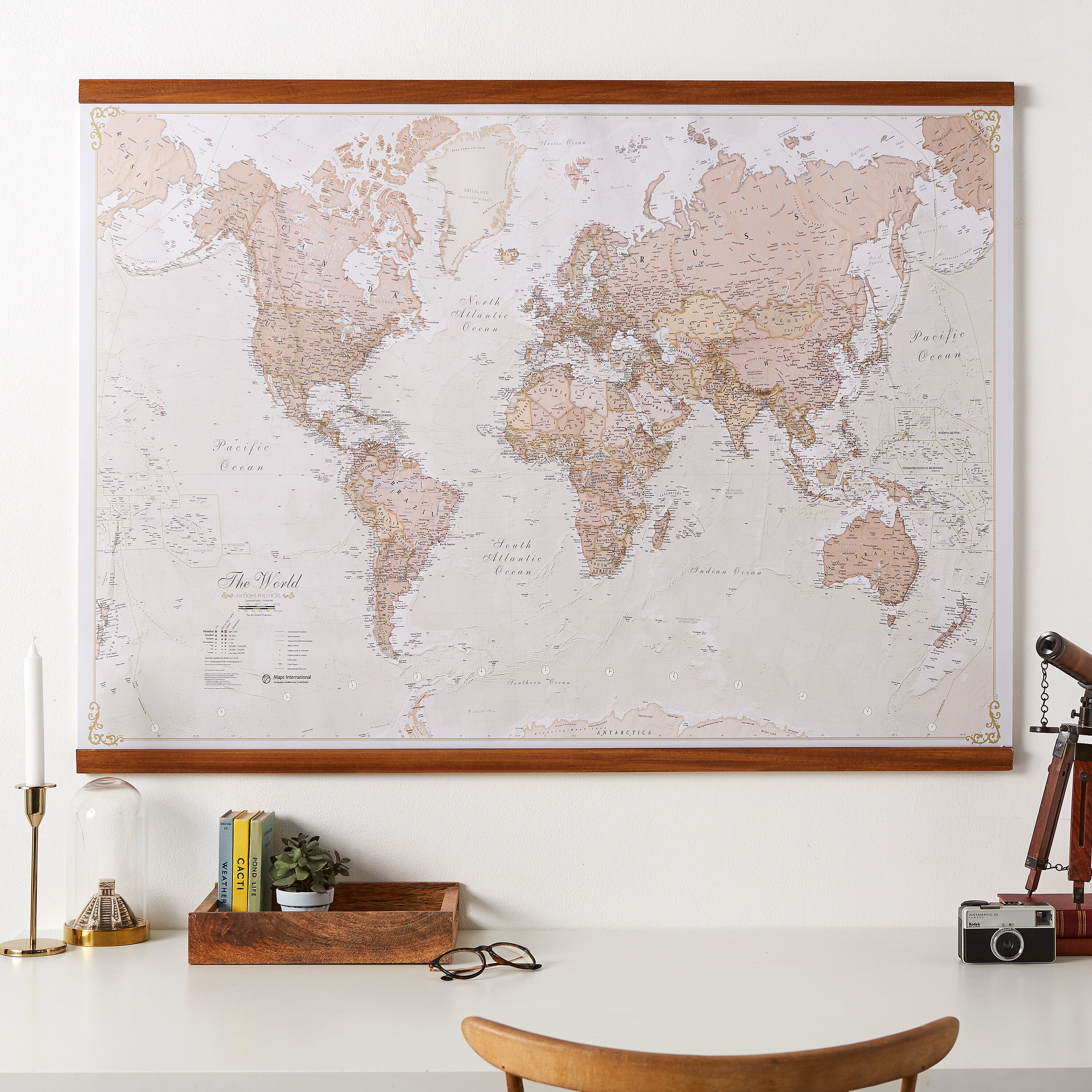 Antique World Map vintage map home decor bedroom living Etsy