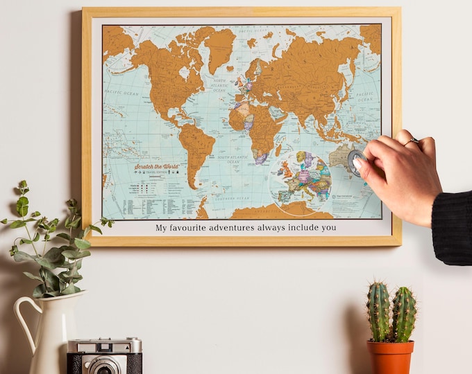 Carte du monde Scratch the World® - édition de voyage - cadeau de voyage - format A3 42cm (largeur) x 29,7 cm (hauteur)