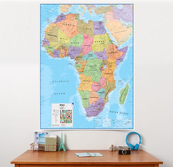 Extra Large Africa Map – Political Boundaries, Wall Map 76 x 101 cm (Laminated)