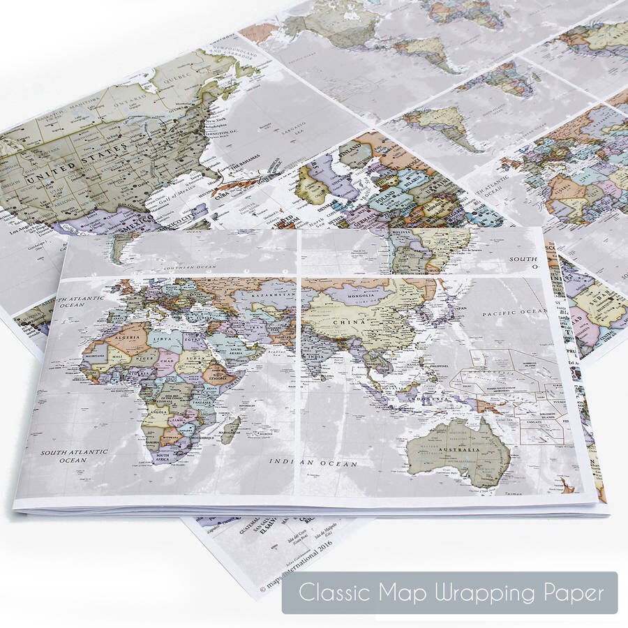 Póster del mapa mundi de rascar extragrande 84 x 59 cm Detalles  cartográficos con el país y los países limítrofes -  México