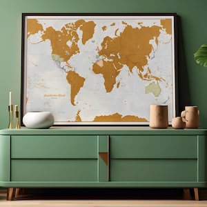 Scratch the World ® - most detailed travel map print - home decor, framed, birthday gift, 18th, 21st, Father's Day, gift for him