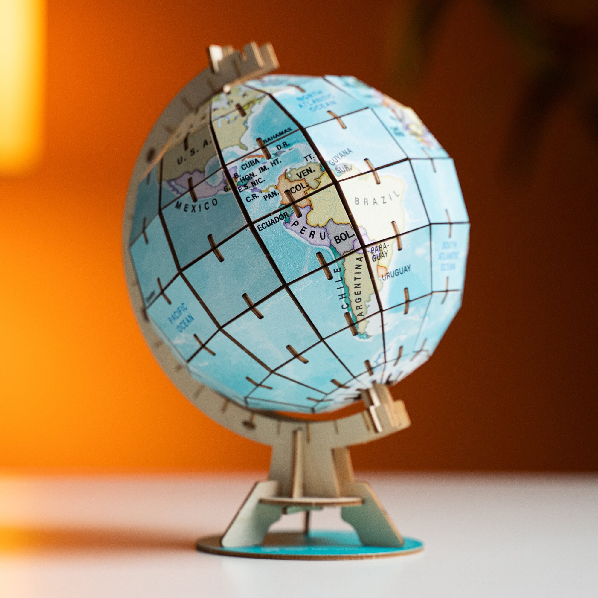 3D Wooden Globe Puzzle 14.5 X 12 X 19 